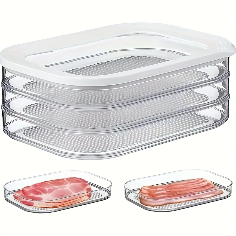 3 Tier Clear Food Storage Containers Set Stackable Kitchen Organizer BPA Free PP Material for Fridge