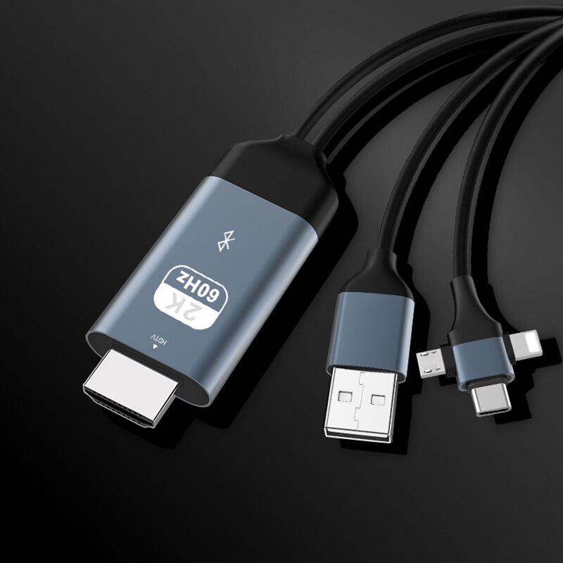 3-In-1 Audio Video Kabel Micro-Usb Type-C 8Pin Naar Hdmi Kabel Telefoon Om hdtv Projectie Adapter Kabel Voor Iphone Android