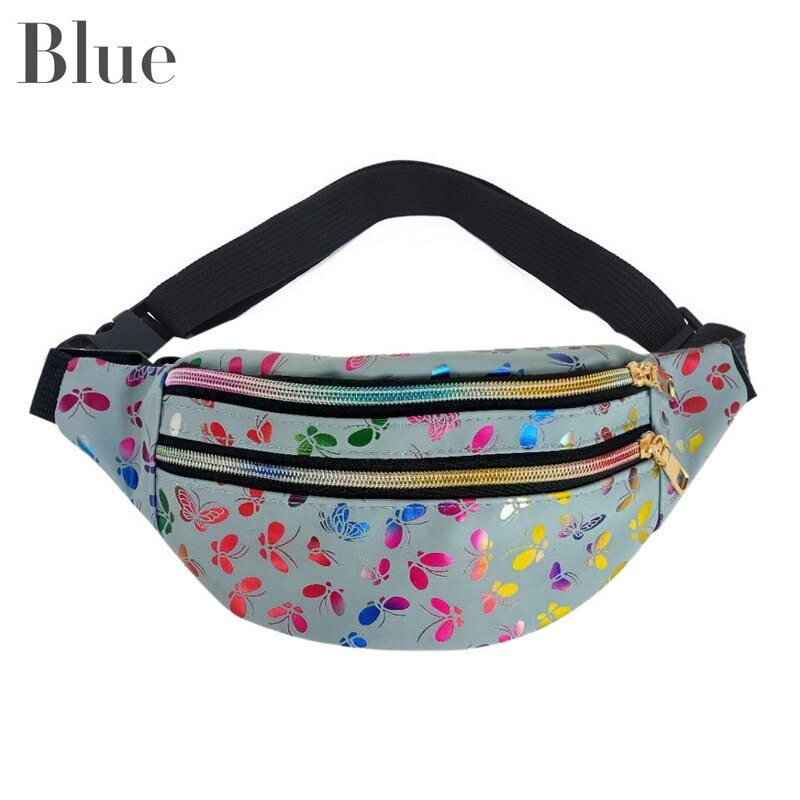 Cool Sequins Printing Waist Bag For Woman Fanny Pack Girls Shoulder Belt Bags Kids Waist Packs Glitter Phone Pouch: style 4-c