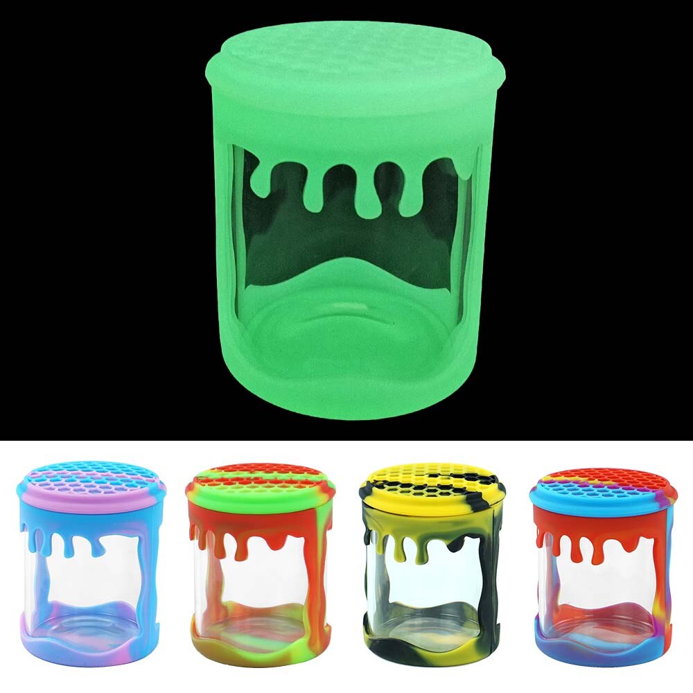 Silikon non-stick stor voksbeholder silikon krukker dab voks glass krukker voks beholder krukker dab konsentrat beholder flaske: Ramdon farge