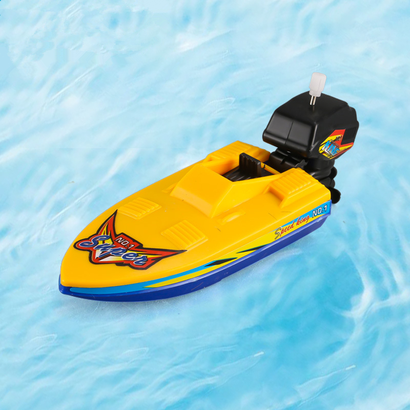 1pc- speed båd skib wind up legetøj flyde i vand børn legetøj klassisk urværk legetøj sommer brusebad legetøj til børn drenge: A-tilfældig farve