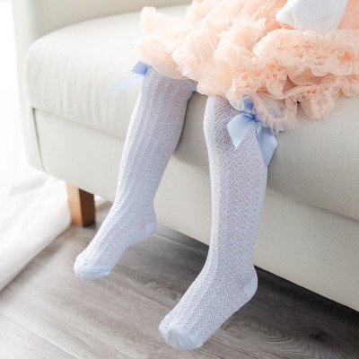 Calzini E Calzettoni Dell&#39;arco Della Maglia Del Bambino dei bambini Calzini E Calzettoni Estate Sottile Anti-zanzara Calzini E Calzettoni Del Bambino gir principessa bowknot Verticale A Strisce Calzino