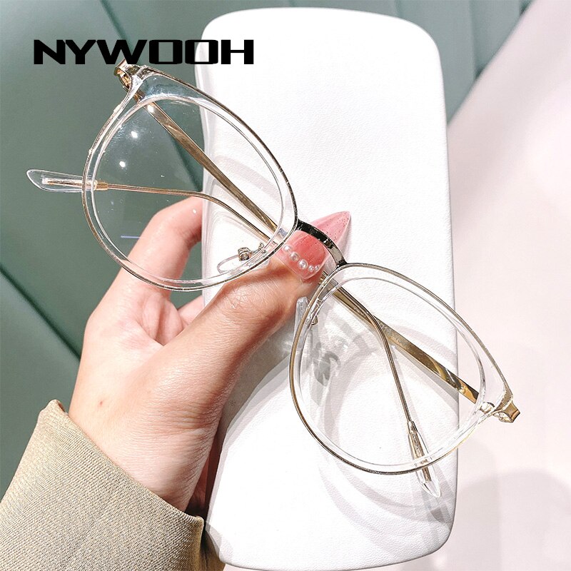 NYWOOH-monturas para gafas de sol transparentes para hombre y mujer, lentes ópticas redondas transparentes, monturas para Miopía