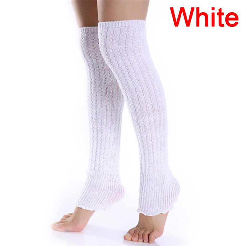 Jambières d'hiver longues pour femmes et filles, tricot, Leggings, bas, chaussettes: White