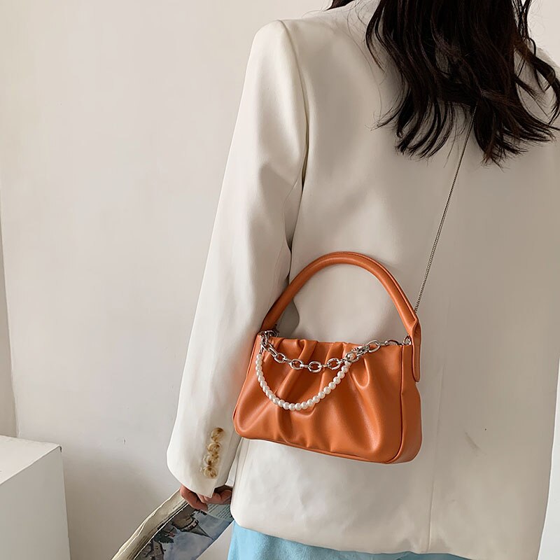 Tote Bags Women's Brand Handbag Leather Small Clutches Chic Retro Chain Shoulder Bag Women Crossbody Bag Lady Hand Purse