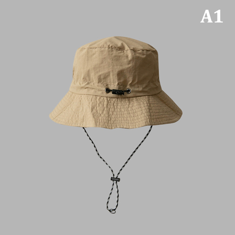 Chapéu de pescador feminino à prova de vento, alça fixa com cadarço, aba larga, guarda-sol, anti-uv, parte superior plana, tampa de bacia dobrável: Vermelho