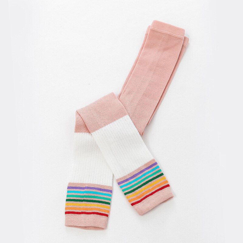 Leggings för tjejer vår höst barnkläder flickor byxor randiga stickade patchwork färgade barn flickbyxor