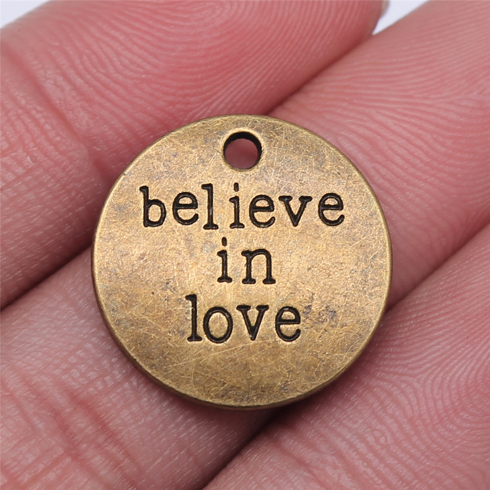 10pcs Round Inspire Nameplate Live Laugh Love Live Your Dream Never Give Up Karma Charms For Jewelry Making Diy Crafts Making: Pink