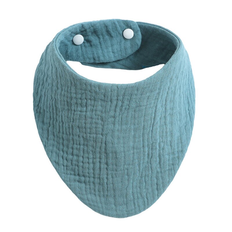 Baby Bibs Infant Soft Cotton Bib Newborn Solid Color Stripe Snap Button Triangle Saliva Towel Boy Girls Feeding Drool Burp Cloth: Blue