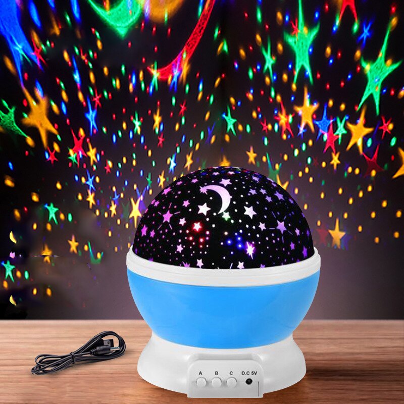 Star Night Light Projector Constellation Night Lamp Bedroom Nightlight Kids Baby Children Room Light Bluetooth Speaker Music: C start USB blue
