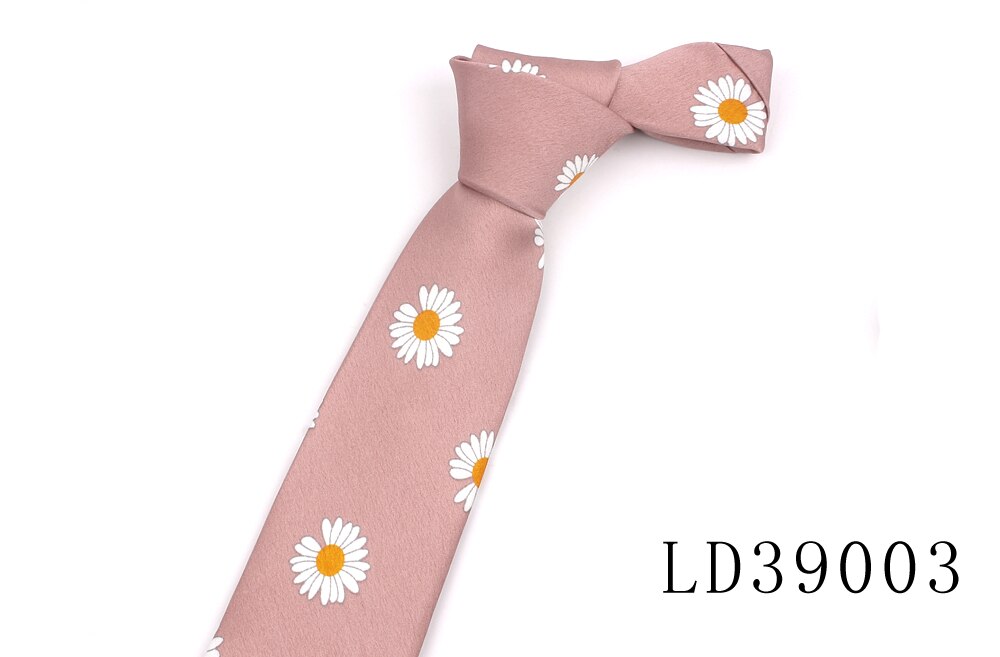 Blomster herre slips til mænd kvinder trykt chiffon slips slank hals slips tynde slips til bryllup daisy mønster hals slips: Ld39003