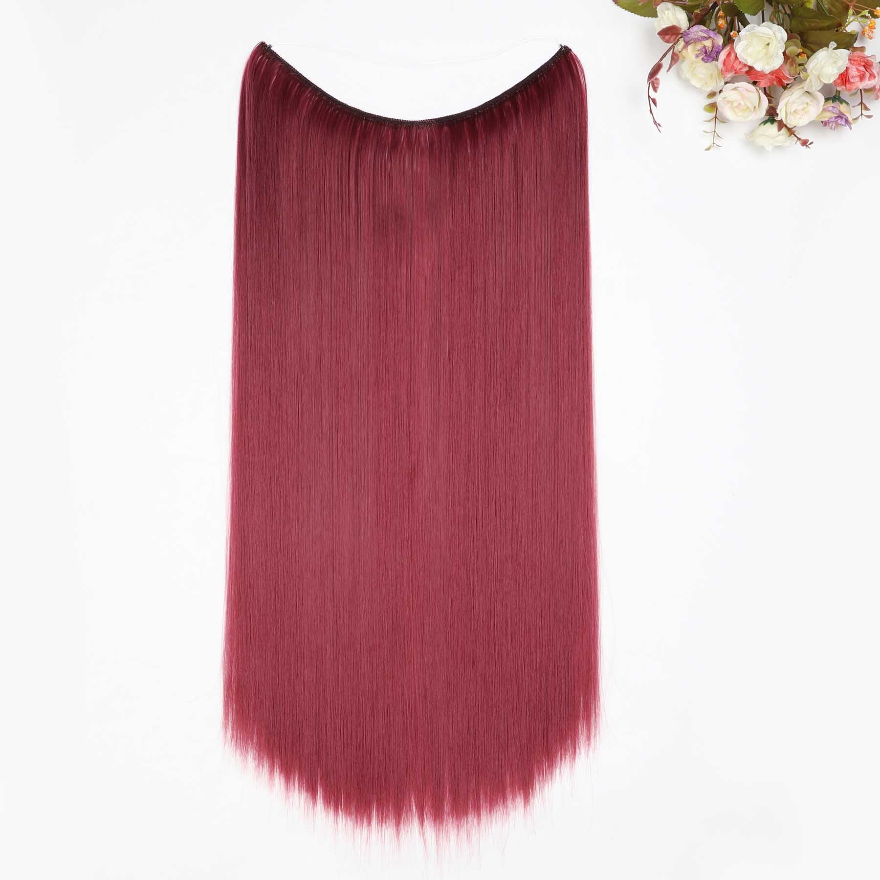 24 pouces vague Halo Extensions de cheveux Invisible Ombre Bayalage synthétique naturel secousse caché Secret fil couronne gris rose: P18 / 22