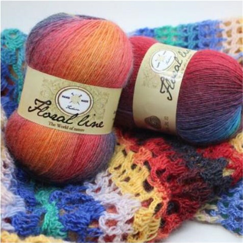 1pc 100g sektion farvet uld regnbue garn hånd strik hæklet tykt garn gør det selv håndværk varmt tørklæde sweater pude 360m