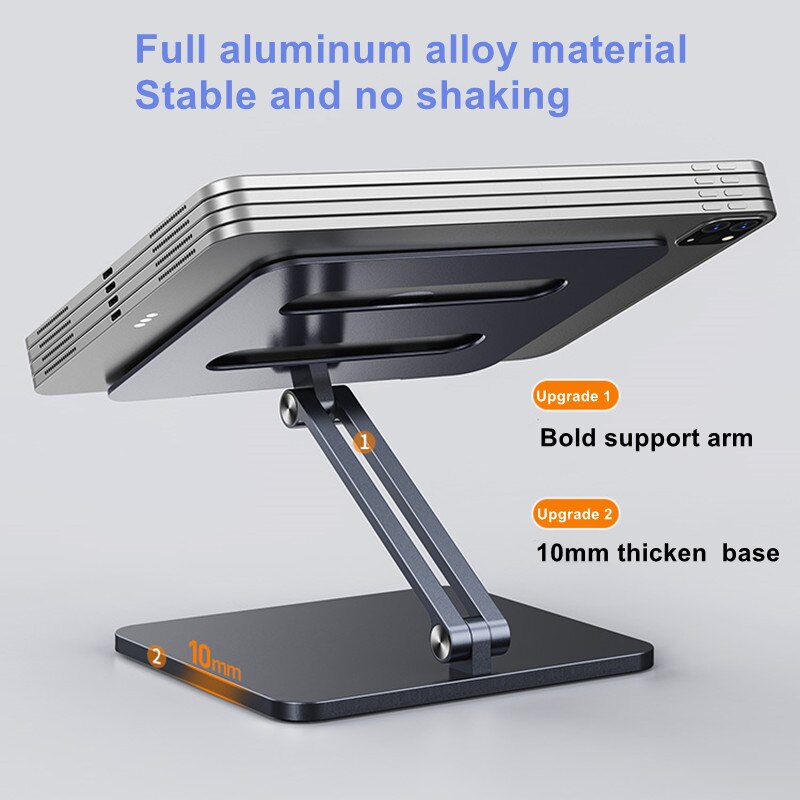 Full Aluminum Alloy Tablet Stand Adjustable iPad Pro Holder Tablets Drawing Stand Foldable Cell Phone Free Liftting iPad Stand