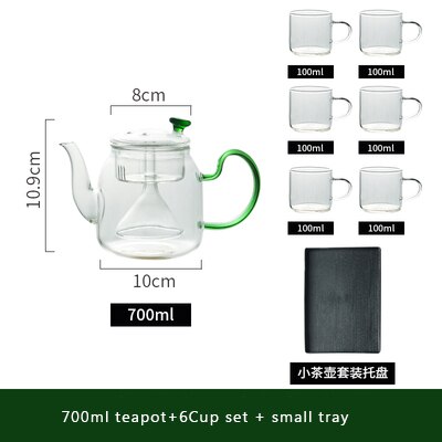 700/1400ml stor kapacitet glas te gryde kog te ware glas dampende tekande gaskomfur varmebestandig glas gryde vand kedel: 700ml 6 kop bakke
