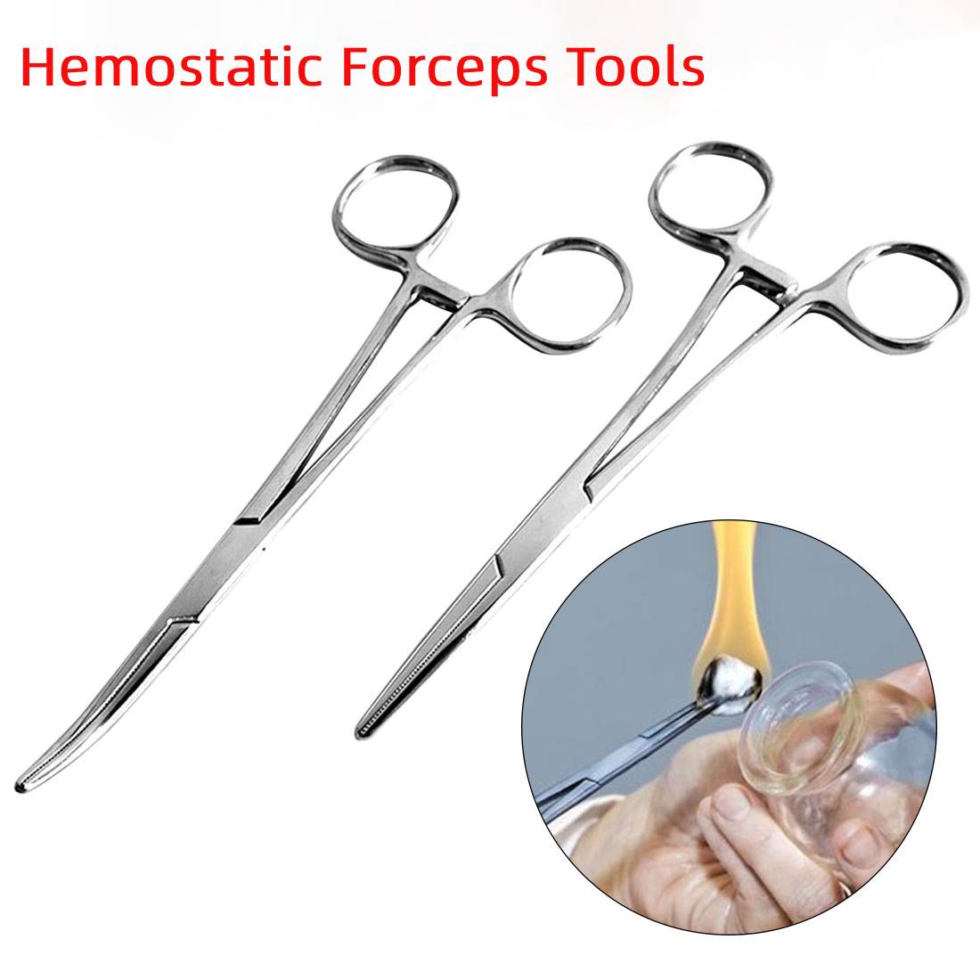 Scissors Pliers Fishing Curved/ Straight Tip Hemostat 12.5cm Haemostatic Locking Clamps Forceps Stainless Steel