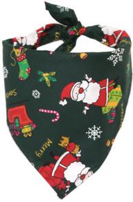 1PC Pet Bibs Saliva Towel Christmas Costume Decor Hats For Cat Dog Christmas Pet Bandana Santa Pattern Triangle Scarf QA 232: black
