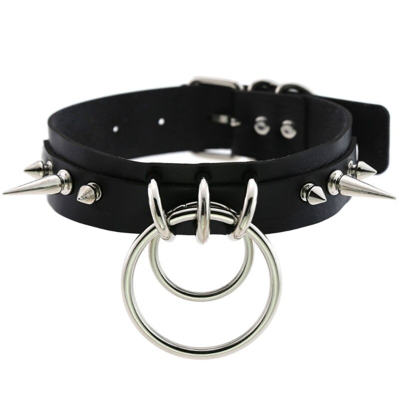 Spiked choker for women men punk rock Collar Goth necklaces Leather Choker Girls o shape Harajuku Gothic Jewelry CR631