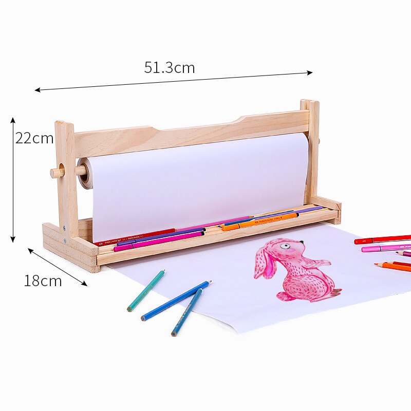 Childen Easel Wooden Desktop Painting Roll Paper Holder Child Graffiti Sketch Paper Small Painting Easel Kids Painting Paper