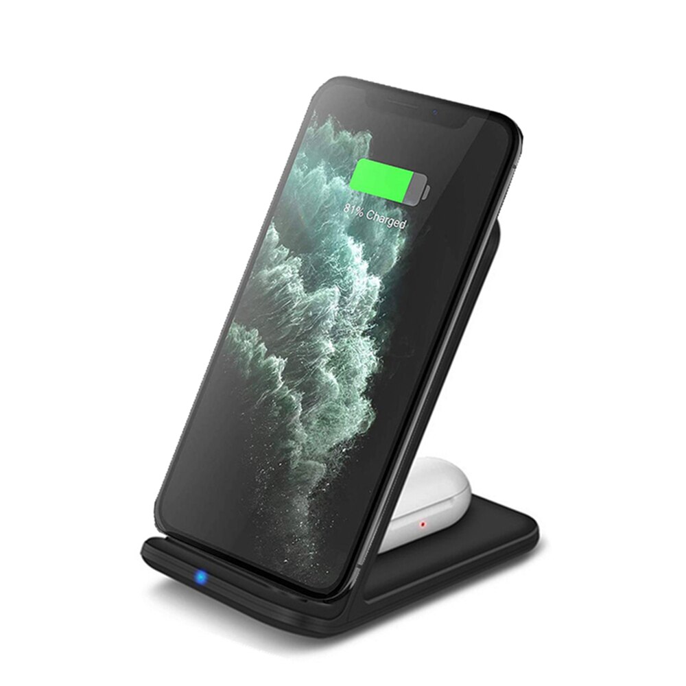 DCAE 3-in-1 Wireless Charger Station Stand - 15W Fast Charging for iPhone, Apple Watch, AirPods Pro: 2 in 1 Black