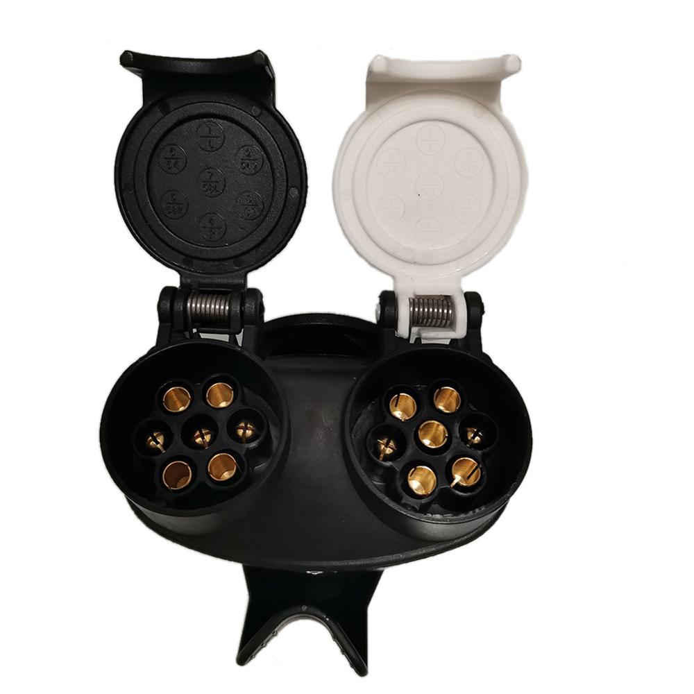 13 Pin Naar 7 Pin Dubbele Kop Connector Rv Trailer Power Connector Plug Socket Connector Waterdichte Conversie Adapter