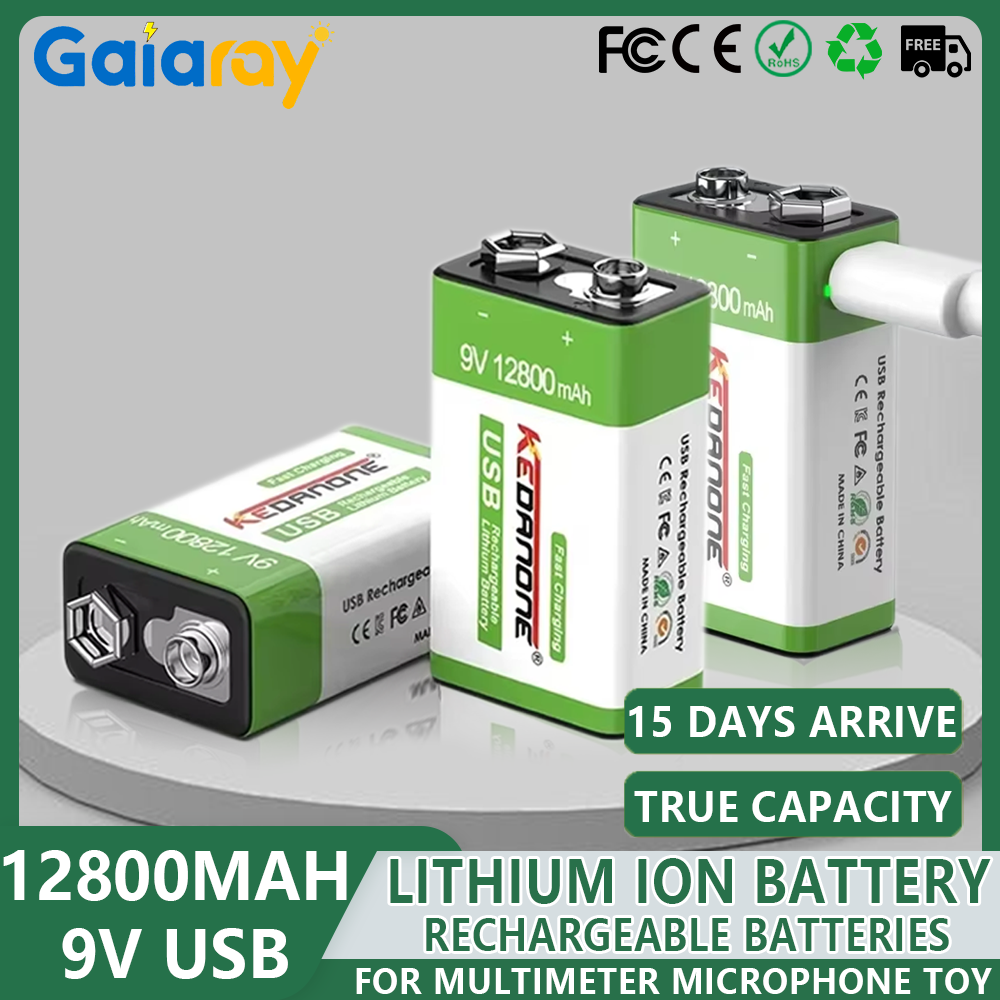 9V 12800mah Lithium-Ionen-Akku Typ-C USB-Akku 9V Lithium für Multimeter Mikrofon Spielzeug Fernbedienung KTV