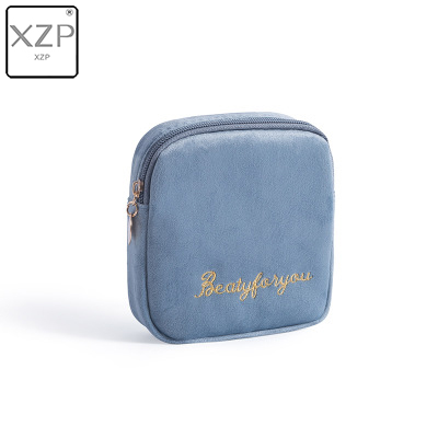 XZP Girls Diaper Sanitary Napkin Storage Bag Velvet Sanitary Pads Package Bags Coin Purse Jewelry Organizer Earphone Pouch Case: Sky Blue