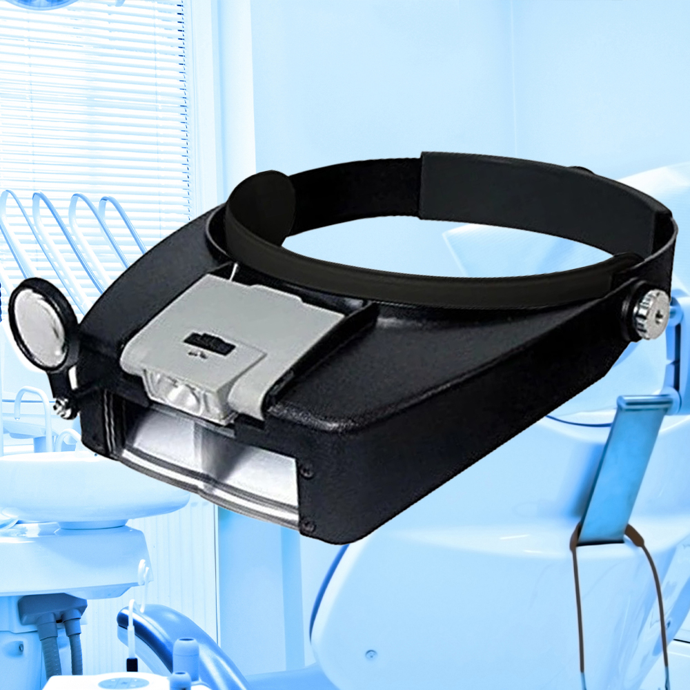 Headband Magnifier Glasses, 1.5x 3X 8.5x 10x Eyewear Magnifying Glasses with 2 LED Lights Lamp Head Magnifier Loupe For Repairs