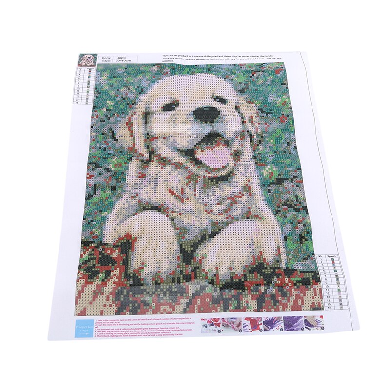 5D Diy Diamant Borduurwerk Leuke Gele Hond En Bloemenweide Diamant Schilderen Golden Retriever Kruissteek Mozaïek Unframed