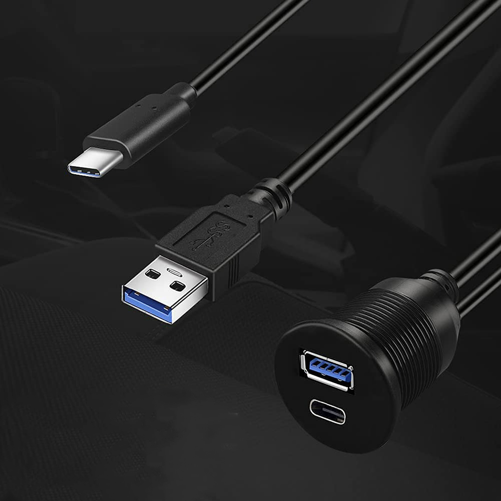 Przedłużacz USB 2.0 A&rodzaj-C USB 3.0 A&rodzaj-C 2.0/3.0/3.1 męnarty na żeńnarty robić montażu na desce rozdzielczej samochodu Wodoodporny kabel podtynkowy robić montażu na panelu