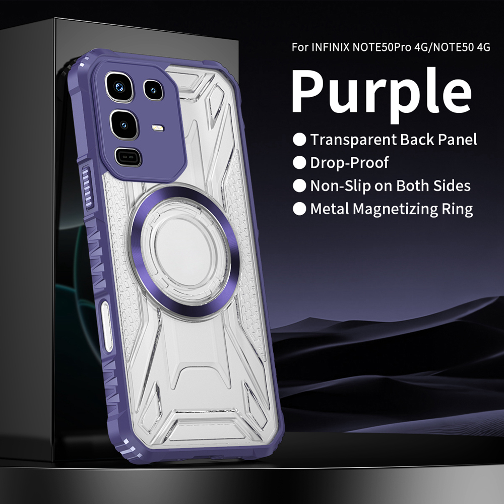 KEYSION Transparent Magnetic Case for Infinix Note 50 Pro 4G Silicone+PC Heavy Duty Shockproof Phone Cover for Infinix Note50 4G: ABS / PURPLE