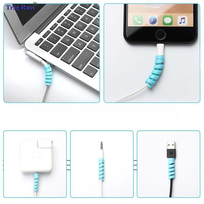 Kabelbeschermer datalijn siliconen spiraalspoelopwinder beschermend voor iphone samsung android usb-oplader oortelefoonhoesje