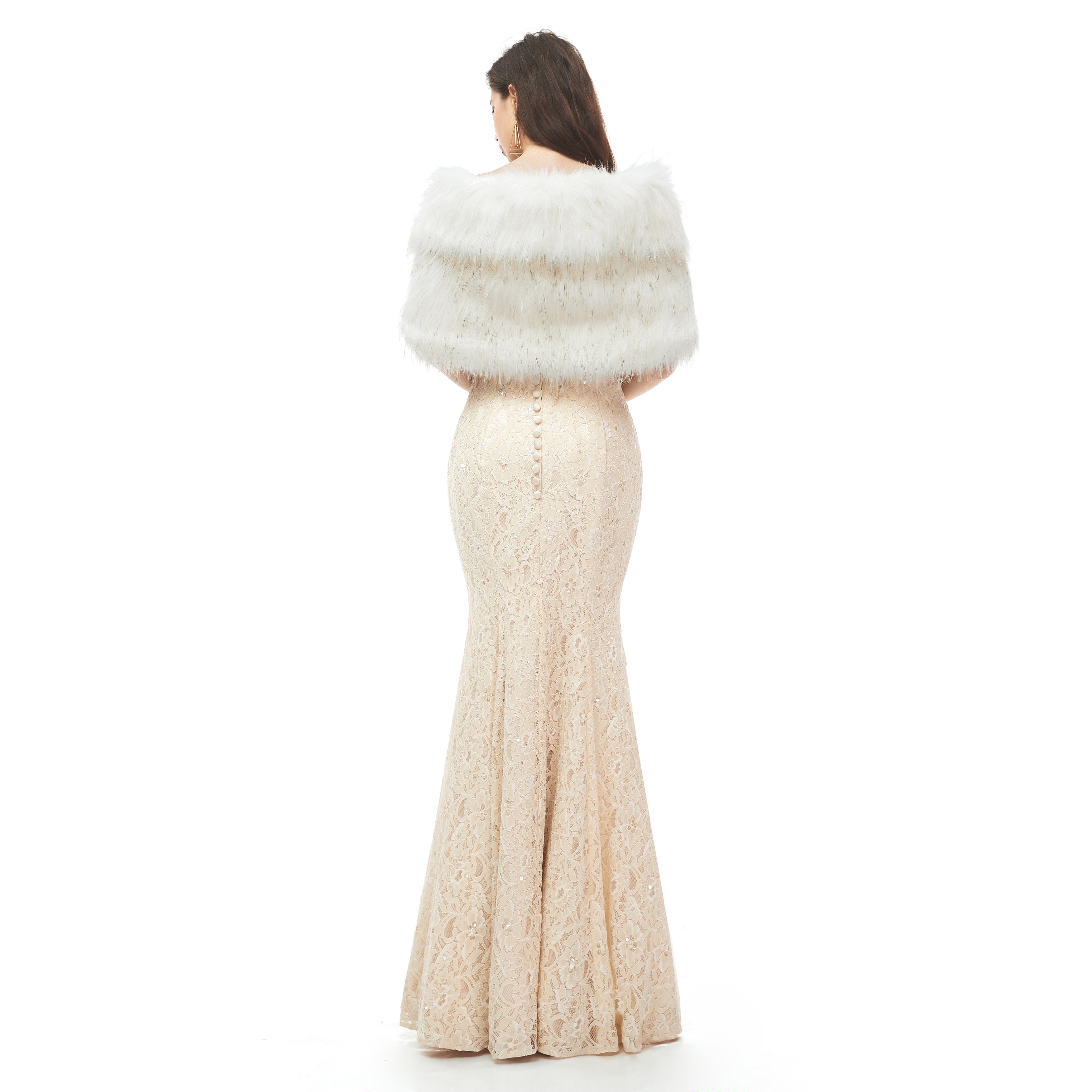 JaneVini Women Shrugs Faux Fur Wraps Formal Winter Warm Bridal Cape Bolero Evening Wraps Wedding Stoles Accessories