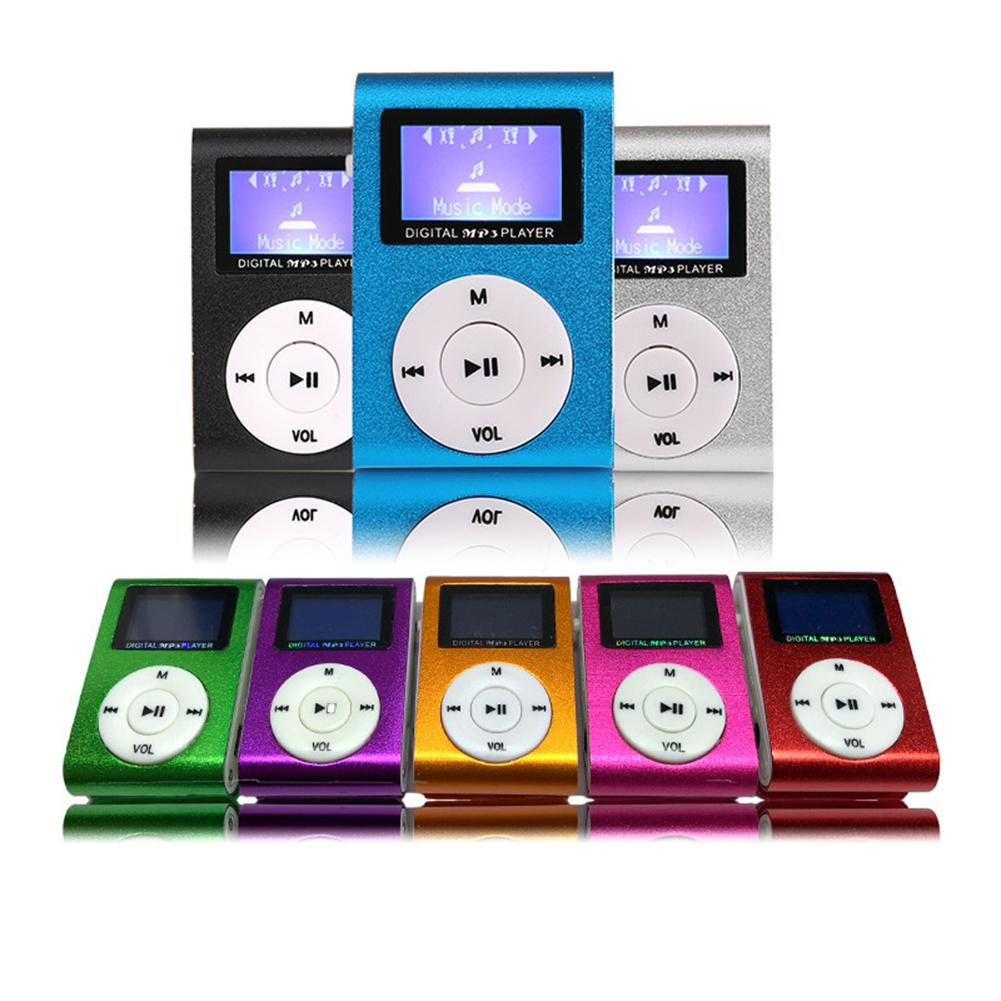 Mini Würfel Clip-typ Mp3 Spieler Anzeige Wiederaufladbare Tragbare Musik Lautsprecher mit Kopfhörer Usb-kabel