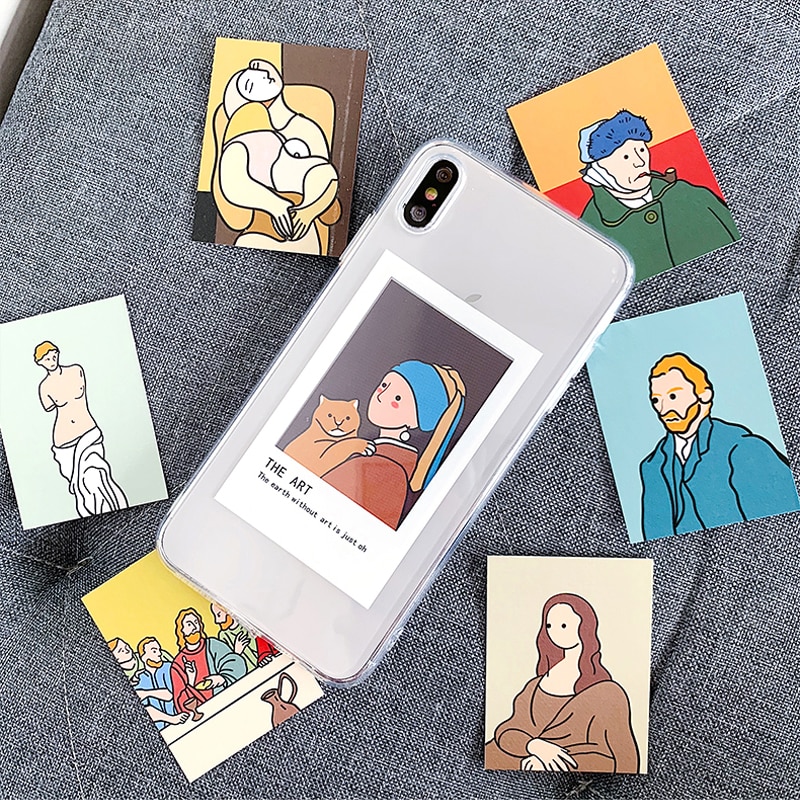 Funda de teléfono suave y transparente con pintura al óleo, para iphone XR, XS, Max, X, 11, 12 Pro, Max, 6, 6s, 7, 8 plus