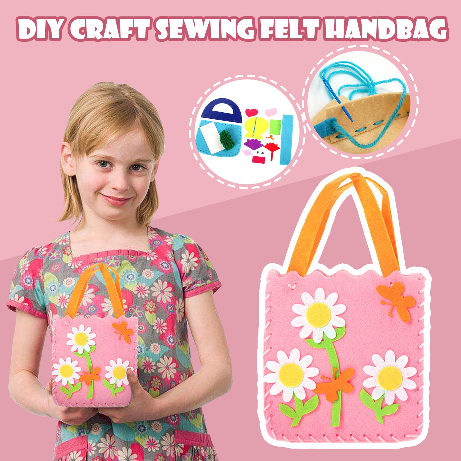 DIY Craft Sewing Felts Handbag Kit Christmas Candy Bags Kids Sewing Toys Kids Doll Toys for Chidren Christmas Boy Girl