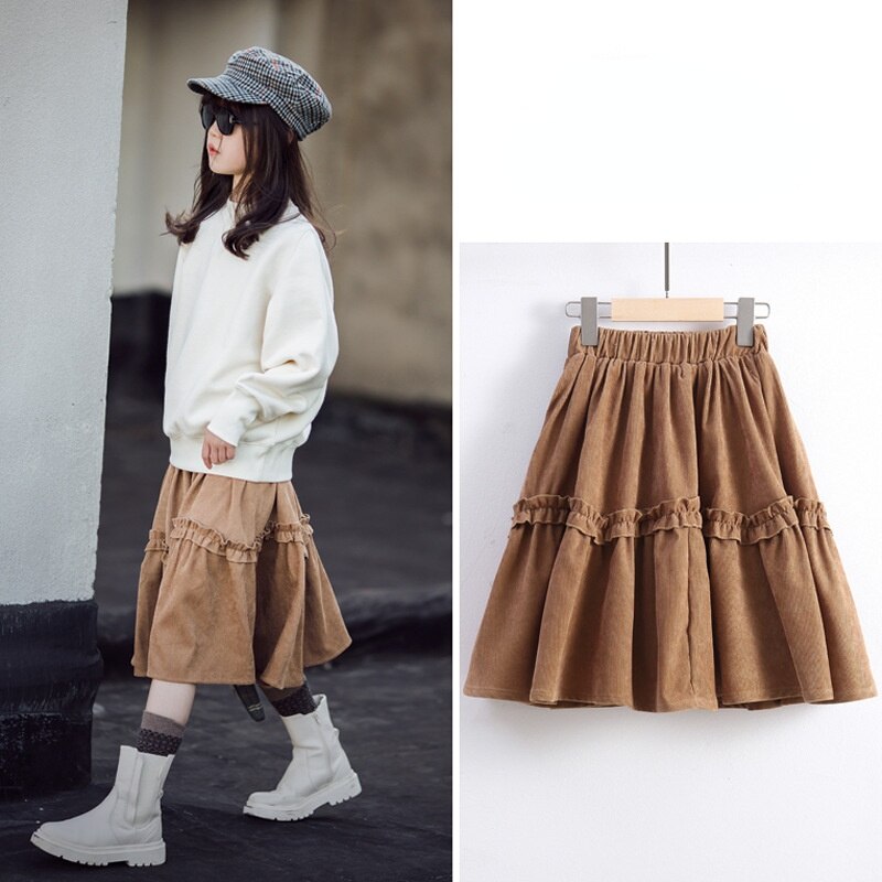 Faldas de PANA con volantes para niñas, ropa de cintura elástica, informal, a juego, de 4 a 16 años, para Otoño e Invierno