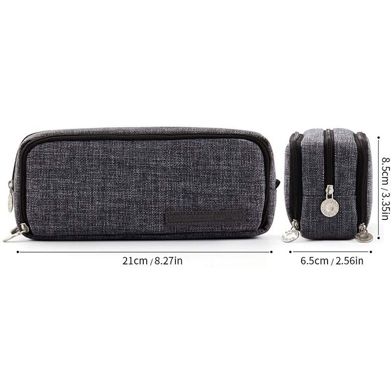 ANGOO Pencil Case Big Capacity 3 Compartments Canvas for Students