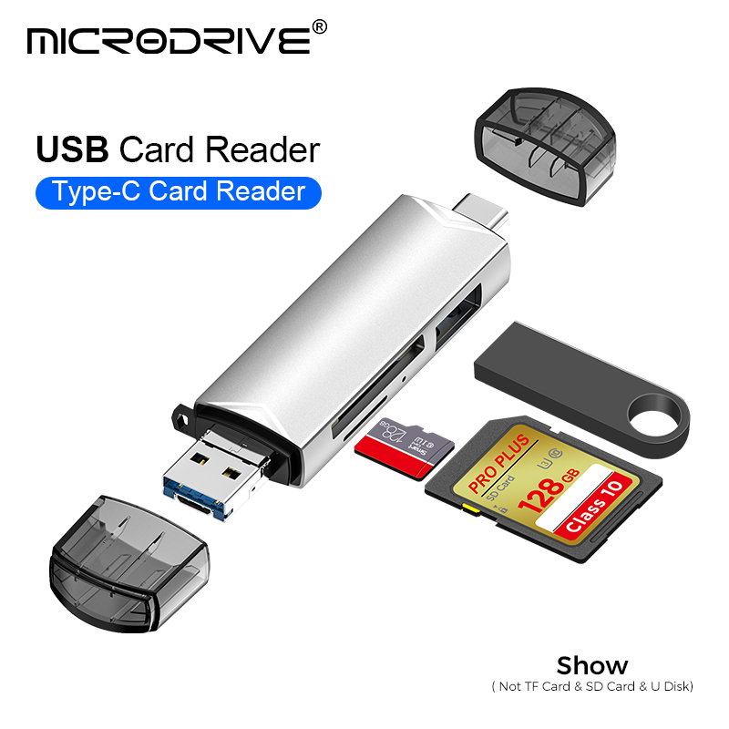USB C HUB 3/5/6 in 1 voor geheugenkaart / USB Flash / SD-kaartadapter / USB 2.0 / 3.0 / Micro Mini-kaartlezer / TF-kaart 6 slots