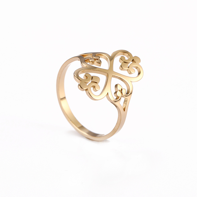 Cazador Vintage fleur filigrane bague femmes couleur or acier inoxydable bagues bijoux anniversaire anniversaire mère