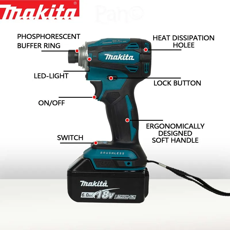 MAKITA DTD172Z Lithiumbatterij borstelloze slagschroevendraaier geheugenfunctie 4-modusschroevendraaier