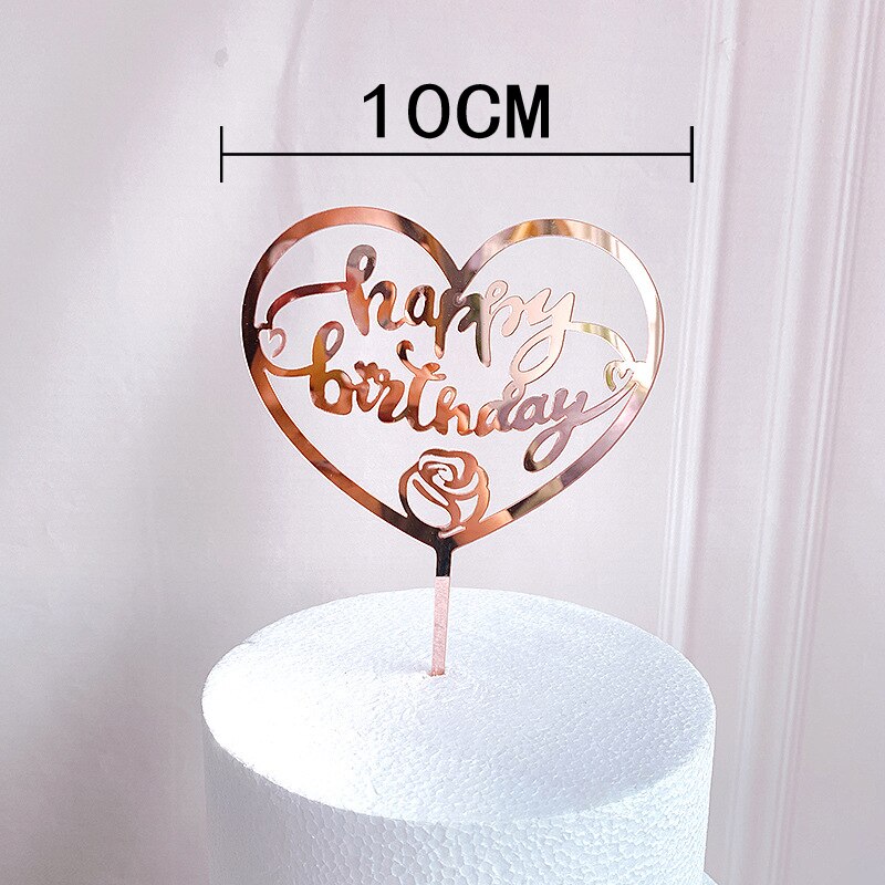 Outils de décoration de gâteaux de fête d'anniversaire en or Rose, décoration de gâteau en acrylique pour fille et garçon, accessoires de Dessert pour réception pour bébé: Argent