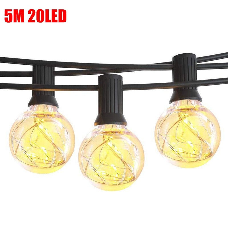 Solar Powered LED Outdoor Waterproof String Lights Outdoor Garden Yard Lamp Light String UD88: Warm White 5M 20LED