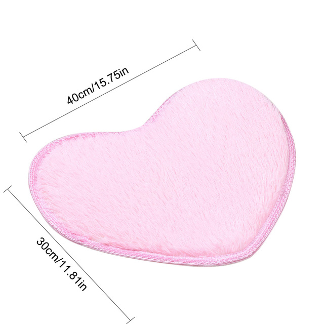 1pcs Floor Mats Cute Heart Shape Carpet Non-slip Shaggy Carpets Kitchen Bathroom Rugs Home Decor 30x40cm: Pink