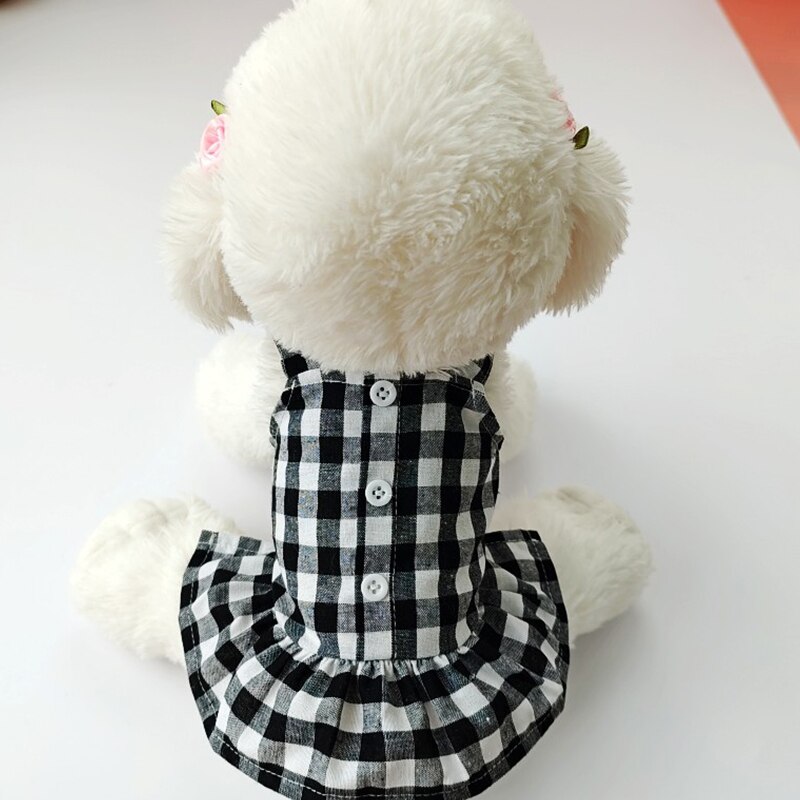 Lente En Zomer Engelenvleugels Puppy Dog Jurk Katoen Plaid Huisdier Jurken Voor Kleine Honden Yorkshire Maltese Kat Rok Huisdieren kleding: Black / S