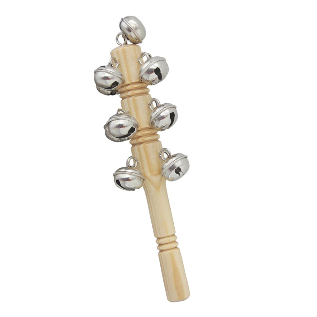 Wooden Handheld Jingle Bells Percussion Baby Musical Shake Toy For