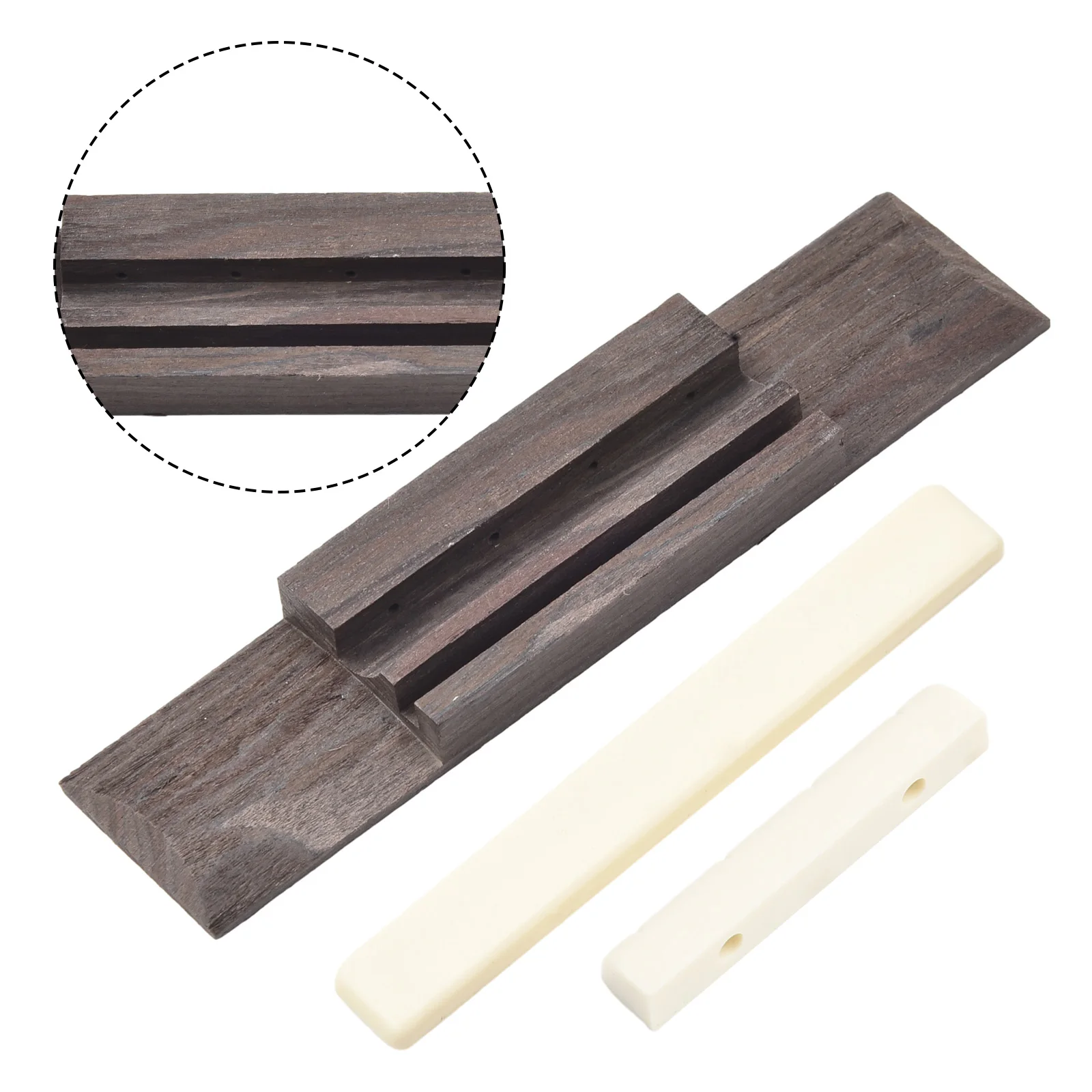 3 stks/set Ukelele Palissander Brug & Moer En Zadel Ingelast Voor Gitaar Ukelele Onderdelen Palissander (brug); Kunststof (zadel & moer)