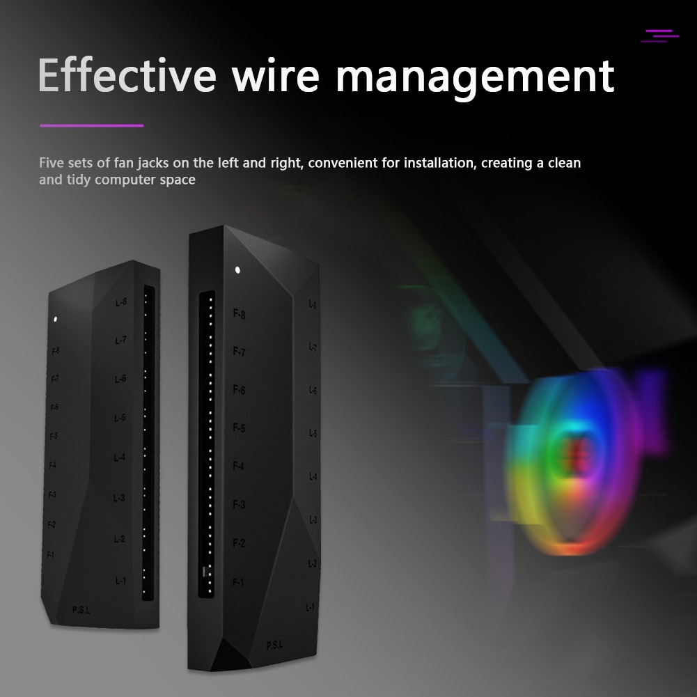 ID-COOLING HA-02 ARGB Hub PWM Fan Controller Powered 8 Way 5V 3 Pin 8 Way for SATA Household Computer Safety Part