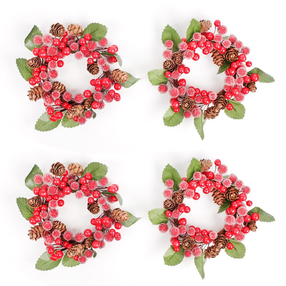 1 stk kunstig blomst bær armbånd julebær krans naturlig fyrrekogle bryllup hjemmedekoration gør-det-selv-blomst vægboks