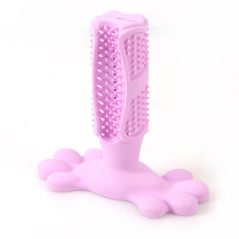 Hund tandborste hund molar stick gummi tandborste bit leksak hund tänder ren husdjur borsta tandvård apparat tugga leksak husdjur leverans: Rosa